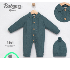 COMBINAISON À COL POLO AVEC BONNET  EN MAILLE